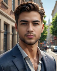 Portrait of a handsome man , cartoon 
