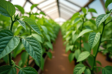 green tomato leaves replaced green plant growth indoors warm greenhouse environment controlled