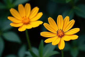 Obraz premium helios heliopsis flowers appear bright dark green subtle display large