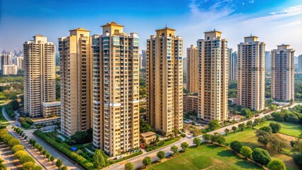Highrise buildings in Greater Noida, Uttar Pradesh, India , skyscrapers, urban skyline