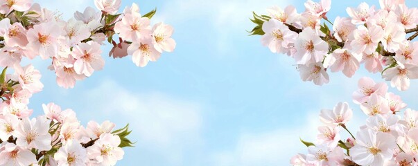 Obraz premium Cherry blossoms in full bloom nature scene blue sky tranquil view