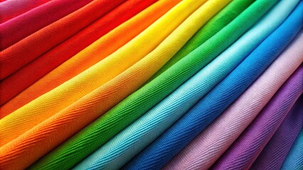 Colorful fabric arranged in a rainbow spectrum , rainbow, bright, vibrant, textiles, material, cloth, pattern, design