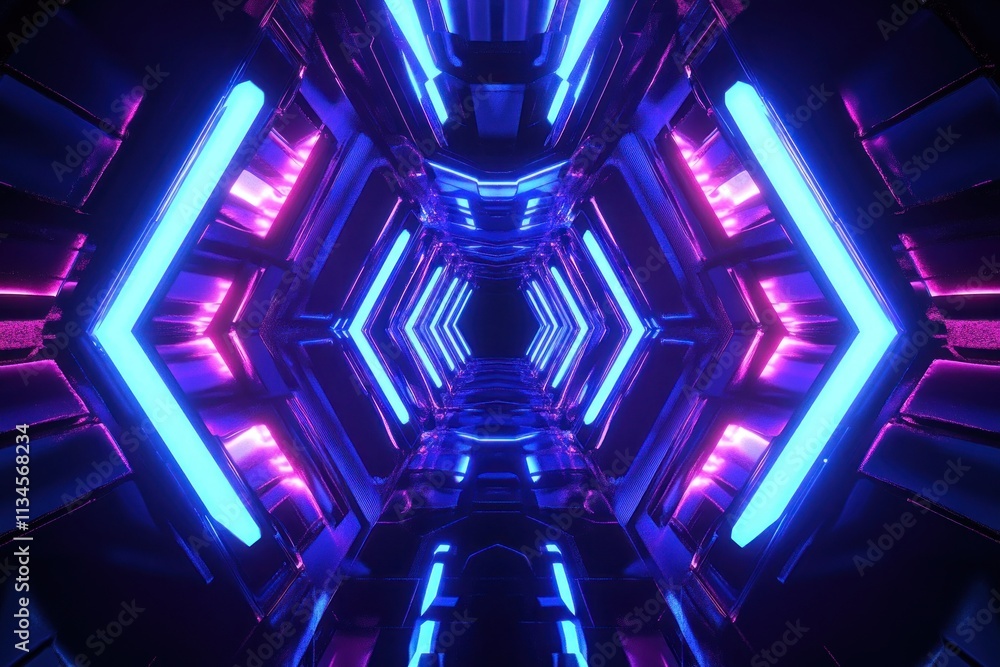 Aufkleber stunning futuristic abstract tunnel with vibrant blue and pink neon lights creating a dynamic and en