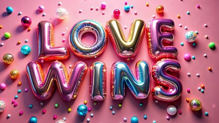 Colorful love wins celebration with balloons