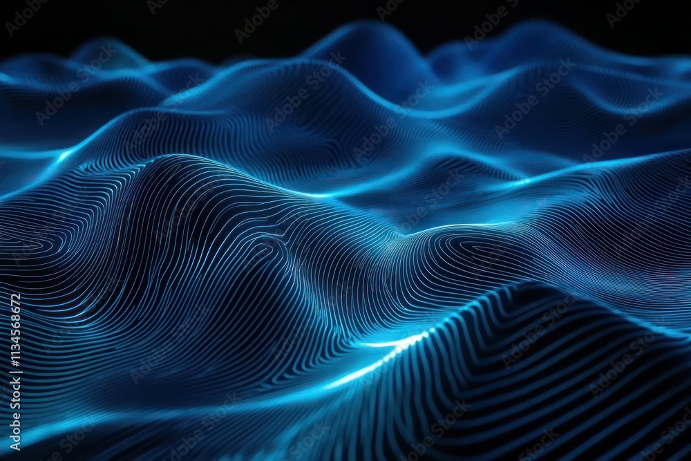 Aufkleber abstract wave patterns in blue light displaying fluid motions and undulating lines capturing the ess