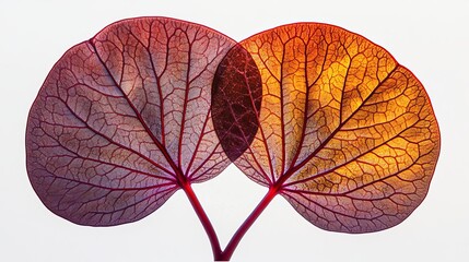 Translucent Autumn Leaves, Veined Beauty on Illuminated Backdrop, Botanical Fine Art