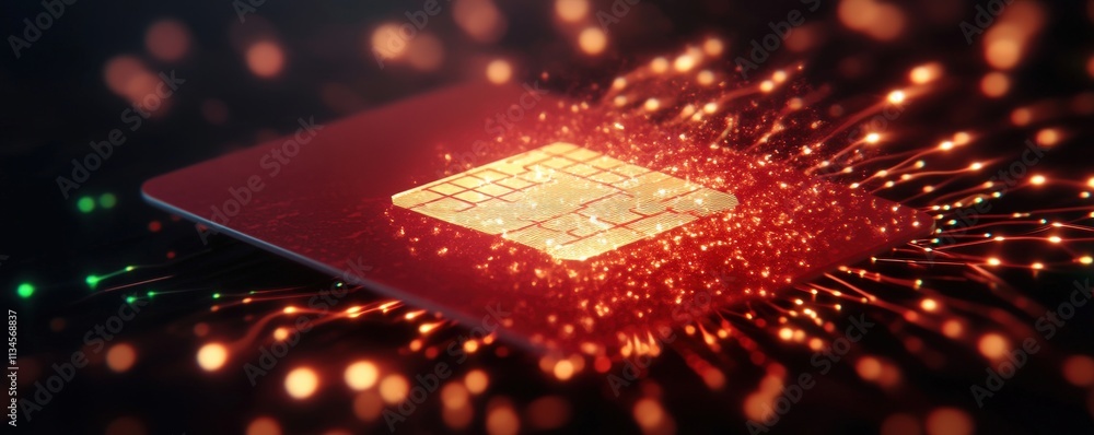 Aufkleber a vibrant depiction of a microchip emitting sparks, symbolizing advanced technology and innovation i