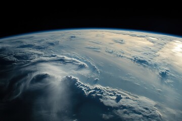 Stunning View of Earth from Space Capturing the Blue Planet's Atmospheric Layers, Cloud Patterns, and Oceanic Splendor against a Dark Universe Background