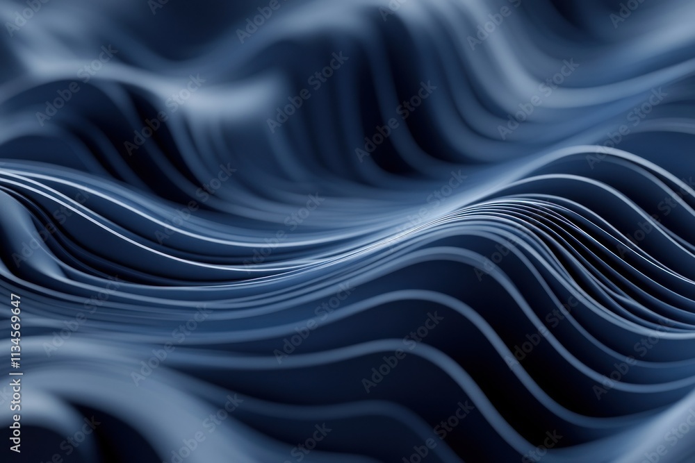 Aufkleber abstract smooth flowing wavy patterns in shades of blue that create a sense of depth and tranquility