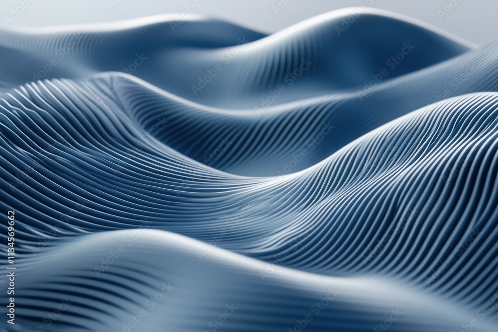 Poster abstract waves in shades of blue creating a fluid visual flow suitable for backgrounds, designs, tex