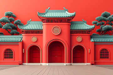 Chinese Characteristic Architecture New Year Spring Festival Background