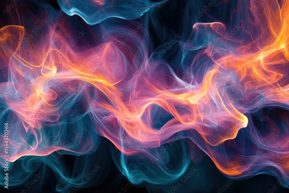 Aufkleber vibrant swirling abstract background with dynamic colorful flames and smoke patterns intertwined in 