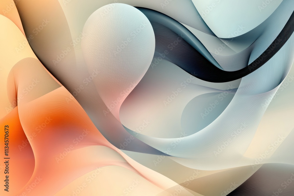 Poster abstract wave pattern artwork with soft colors and fluid shapes ideal for modern design projects, ba