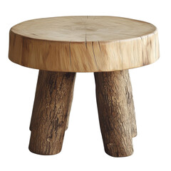 Wooden Stool Stands Isolated on PNG Transparent Background