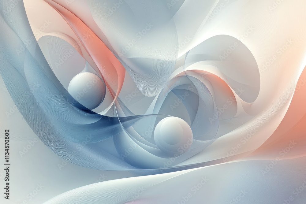 Aufkleber fluid abstract background with soft curves and subtle colors in harmonious swirls featuring light gl