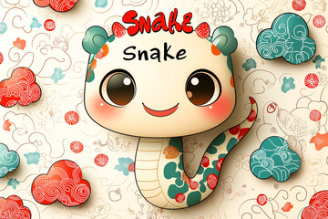 Cute little snake image of the Chinese zodiac sign for the Chinese New Year