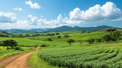 Organic sugarcane farming in Brazil with lush green fields under sustainable management