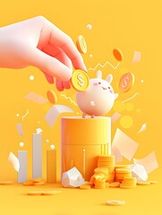 Whimsical Data Visualization Depicting Investment Trends Over Time with Vibrant