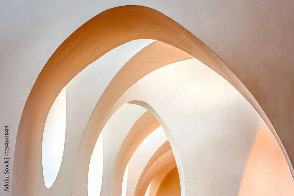 Aufkleber abstract curved shapes and soft lines create an artistic interior view with warm tones and light ref