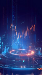 Analytical Precision and Financial Growth Glowing Holographic Projections for Investment Portfolio Insights