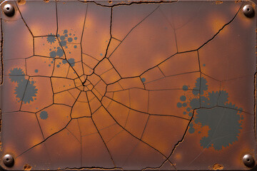 Obraz premium rusty textured iron sheet cracks enamel wear shows signs aging heavy