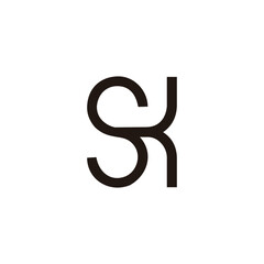 letter sk linked curves font simple logo vector