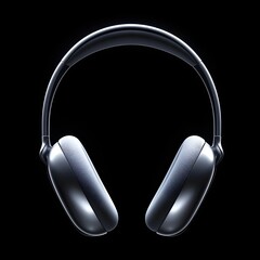 A modern black headphone on a black background	
