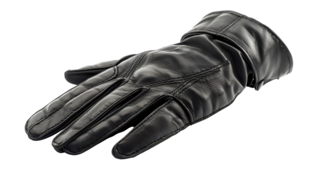 Close-Up View of a Black Leather Glove with Visible Stitching Ideal for Fashion, Accessories, and Lifestyle Imagery.