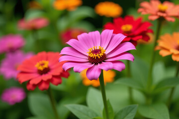 Obraz premium summer gardens bloom zinnias colorful flowers zinnia violacea stock footage