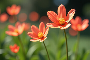 Naklejka premium trollius flowers bloom sunny gardens asiaticus species appearing spring