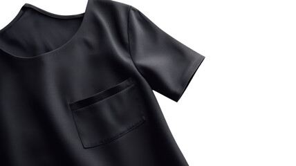 Minimalist black short-sleeve top with pocket designed for versatile casual wear suitable for various occasions.