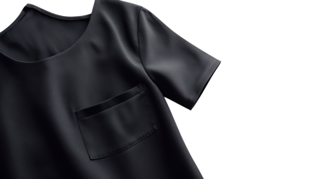 Minimalist black short-sleeve top with pocket designed for versatile casual wear suitable for various occasions.