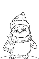 Hand Drawn Christmas Penguin for coloring book , vector illustration design.