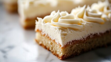 Cream Cheese Frosting on Dessert Slice with Shadows