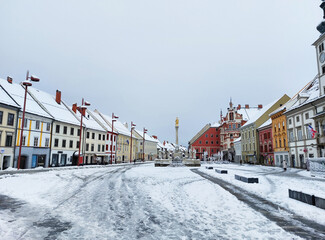 snow in Maribor. Slovenia. Main square at winter season