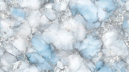 Fototapeta premium A seamless pattern with a digital print of blue and grey. The design incorporates white, gray, silver leafing, and a shiny marble effect.