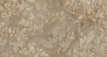 Beige floral patterns with transparent leaf textures, creating a refined, natural wallpaper effect. Created with generative AI technology