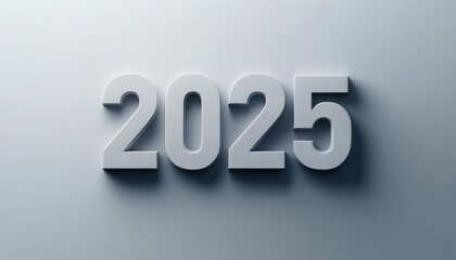 White Three Dimensional Numbers Two Thousand Twenty Five