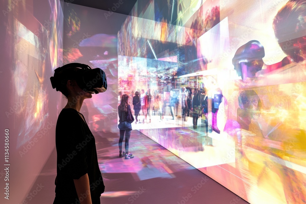 Leinwandbilder visitors engage with stunning virtual artworks and experience interactive avatars in a dynamic digit