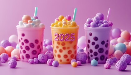 Three Colorful Bubble Tea Drinks for 2025