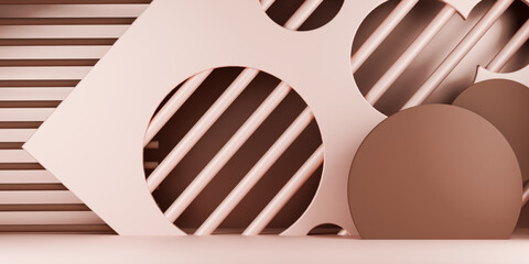 mocha tone Fashion product background stand podium display with blank backdrops.