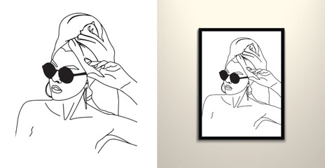fashion girl wearing eye glass illustration 