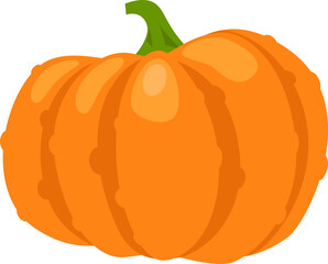 Vibrant orange pumpkin with clearly defined segments and a contrasting green stem, conveying the essence of autumn harvest and festive celebrations