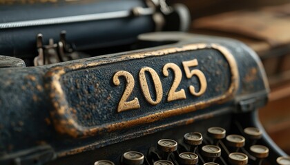 Antique Typewriter Showing The Year Two Thousand Twenty Five