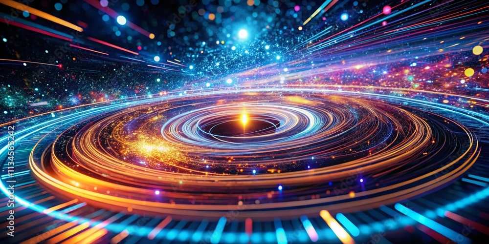 Aufkleber abstract data transfer vortex in night photography: a futuristic spiral of digital technology and mo