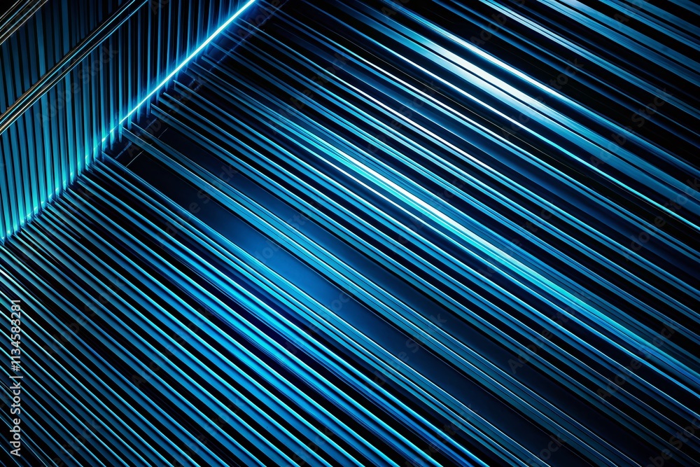 Poster abstract diagonal blue lines background in silhouette photography, capturing dynamic movement and de