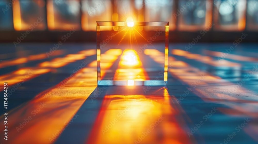 Aufkleber a crystal block refracts sunlight, creating vibrant patterns on the surface.
