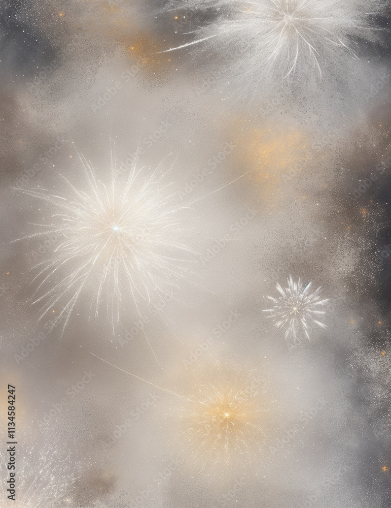 Wall mural fireworks in the sky - abstract light silver background - generative ai