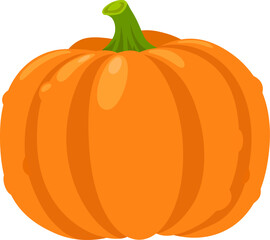 Vibrant orange pumpkin with prominent smooth ribs and a sturdy green stem, evoking the warmth and abundance of autumn harvests and festive celebrations