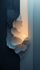 Minimalist abstract shapes layered with soft glowing tones